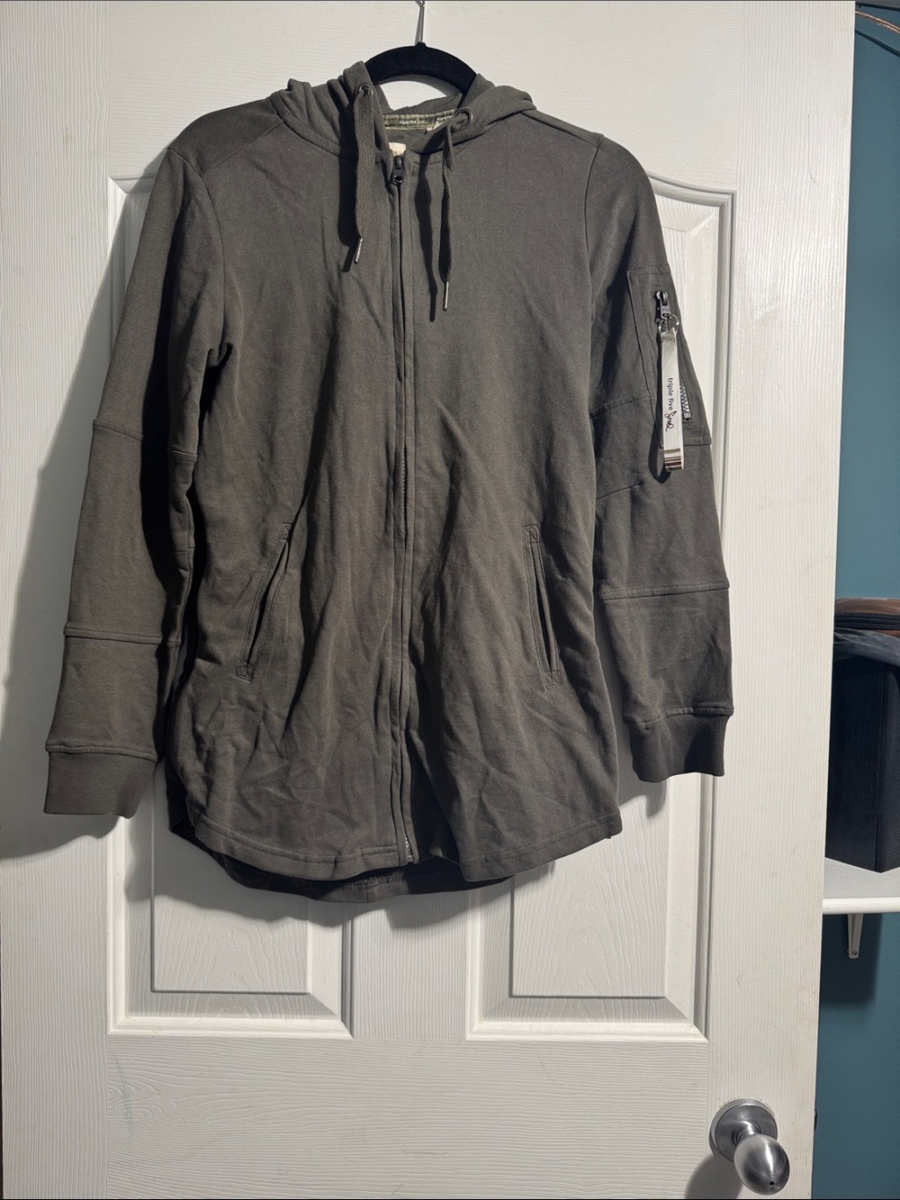 Triple Five Soul NYC Men’s Army Green Zip-Up Utility Hoodie Medium Y2K Skatewear